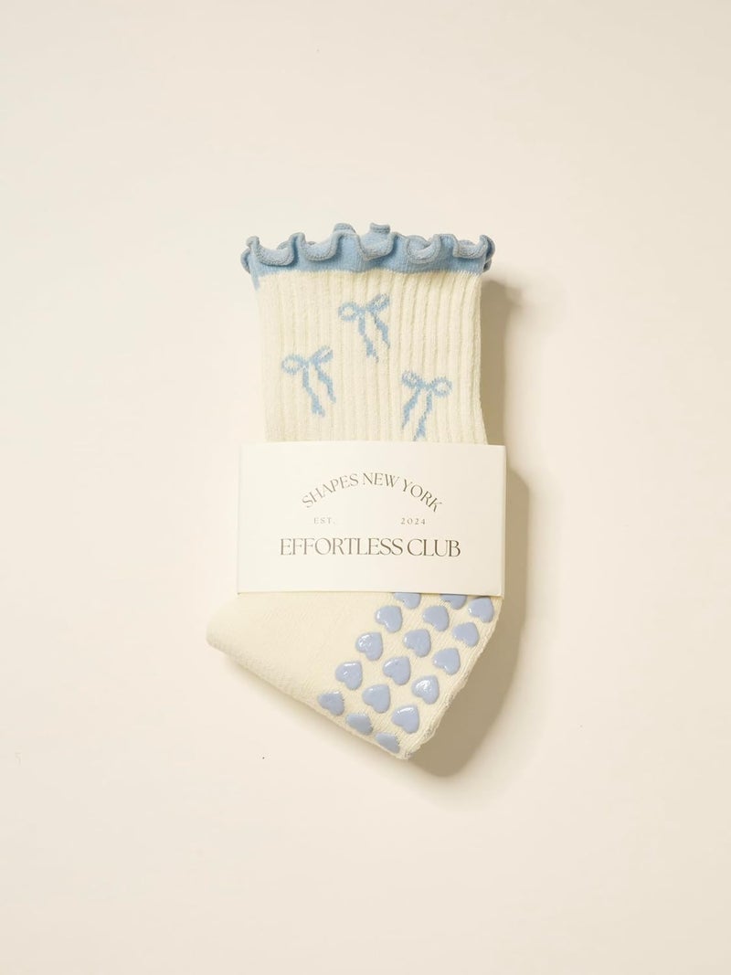 Shapes Studio Crew Half Calf Grip Socks, Cutest Fruits Pilates Socks, Ruffle socks, Non-Slip, Barre Yoga Fitness - Image 4